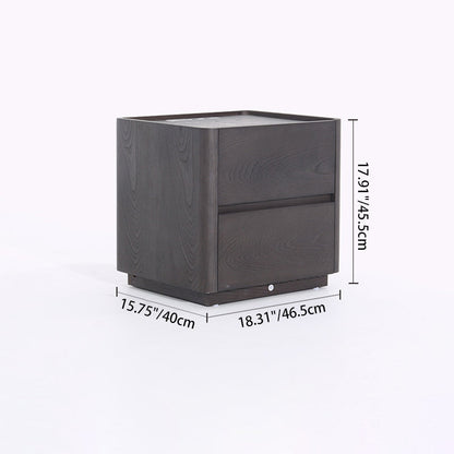 Traditional Vintage Square Hidden 2 Drawers Nightstand - Wireless Charging Sensor Light Bedside Table For Bedroom