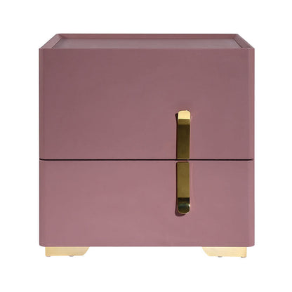 Contemporary Scandinavian Square Rounded Corner Bedside Table - Faux Leather 2 Nightstand For Bedroom