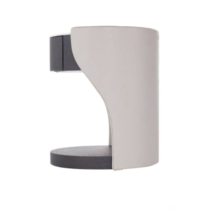 Contemporary Round 1 Hidden Drawer Bedside Table - Faux Leather Open Shelf Nightstand For Bedroom