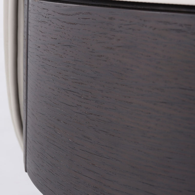 Contemporary Round 1 Hidden Drawer Bedside Table - Faux Leather Open Shelf Nightstand For Bedroom
