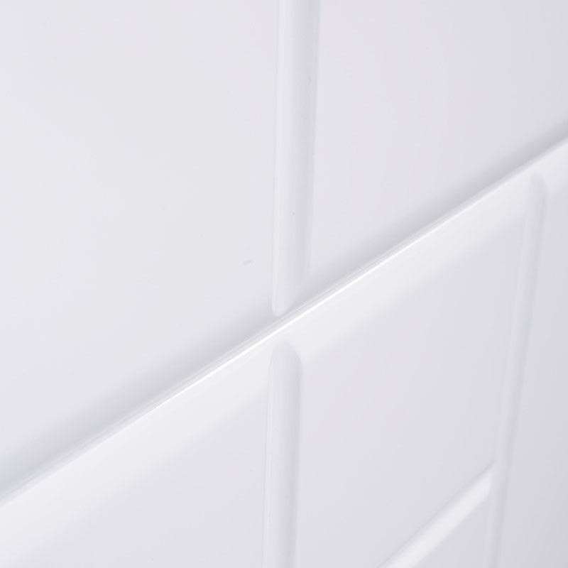 Modern Minimalist High-Gloss White Bedside Cabinet - 2 Drawer Geometric Texture Nightstand For Bedroom