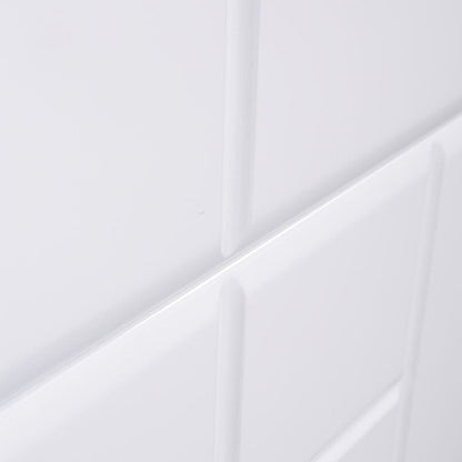 Modern Minimalist High-Gloss White Bedside Cabinet - 2 Drawer Geometric Texture Nightstand For Bedroom