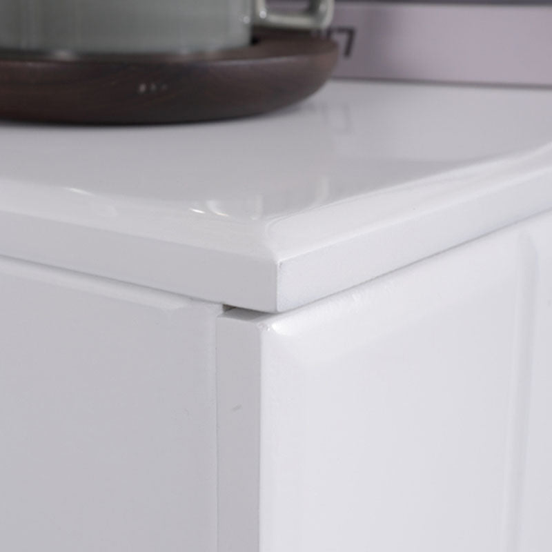 Modern Minimalist High-Gloss White Bedside Cabinet - 2 Drawer Geometric Texture Nightstand For Bedroom