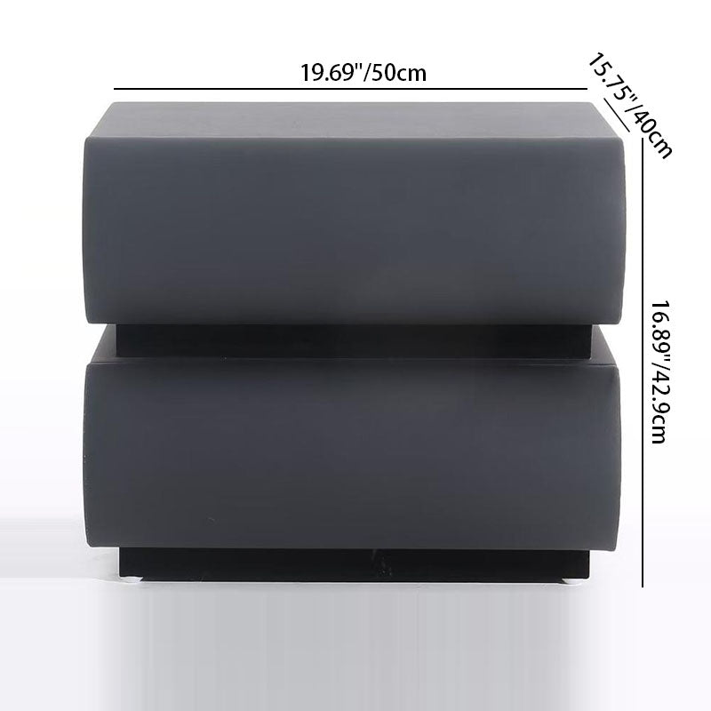 Contemporary Faux Leather Bedside Table - Push-to-Open 2 Drawers Nightstand For Bedroom