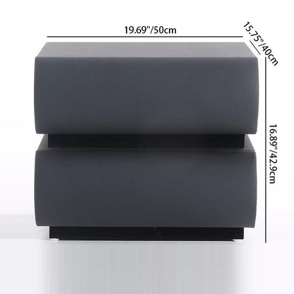 Contemporary Faux Leather Bedside Table - Push-to-Open 2 Drawers Nightstand For Bedroom