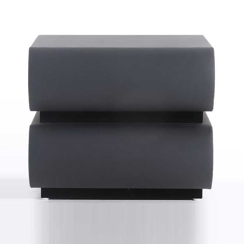 Contemporary Faux Leather Bedside Table - Push-to-Open 2 Drawers Nightstand For Bedroom