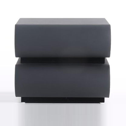 Contemporary Faux Leather Bedside Table - Push-to-Open 2 Drawers Nightstand For Bedroom