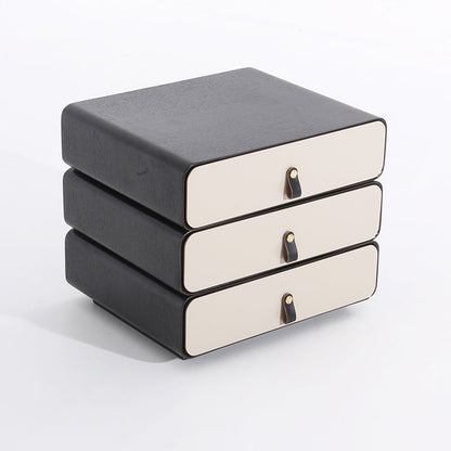 Contemporary Creative Solid Wood Multilayer Board Bedside Cabinet - 3 Drawers Rotating Nightstand For Bedroom