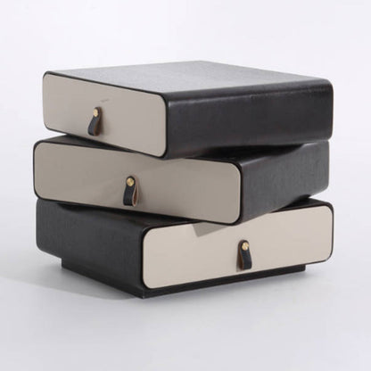 Contemporary Creative Solid Wood Multilayer Board Bedside Cabinet - 3 Drawers Rotating Nightstand For Bedroom