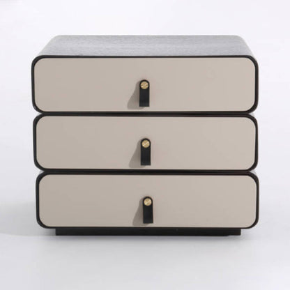 Contemporary Creative Solid Wood Multilayer Board Bedside Cabinet - 3 Drawers Rotating Nightstand For Bedroom