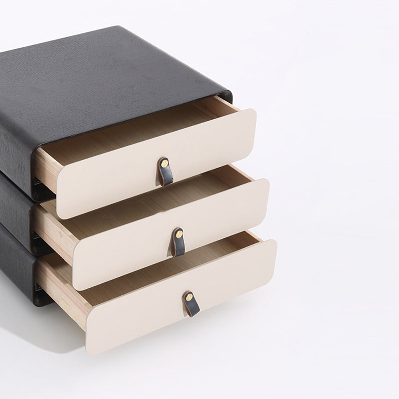 Contemporary Creative Solid Wood Multilayer Board Bedside Cabinet - 3 Drawers Rotating Nightstand For Bedroom