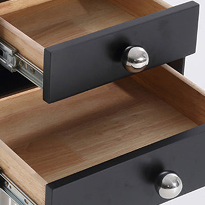 Contemporary Swivel Solid Wood Bedside Table - Artistic Square 2 Drawer Nightstand For Bedroom