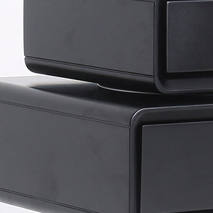 Contemporary Swivel Solid Wood Bedside Table - Artistic Square 2 Drawer Nightstand For Bedroom