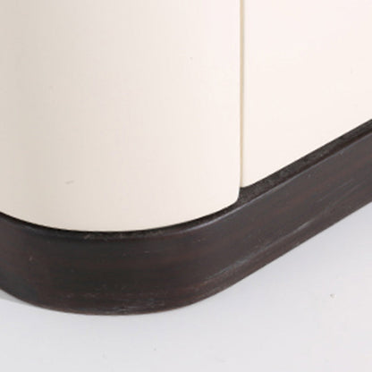 Modern Cream Rounded Corners Bedside Table - Sintered Stone 2 Drawer Nightstand For Bedroom