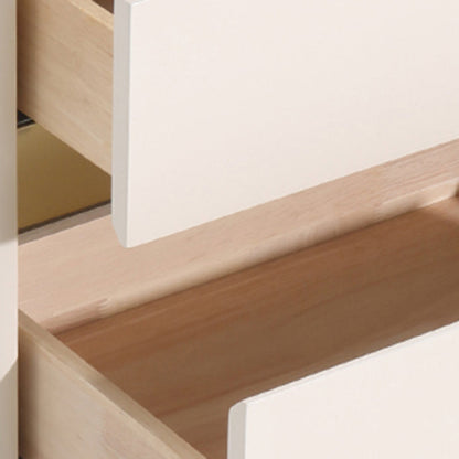 Modern Cream Rounded Corners Bedside Table - Sintered Stone 2 Drawer Nightstand For Bedroom