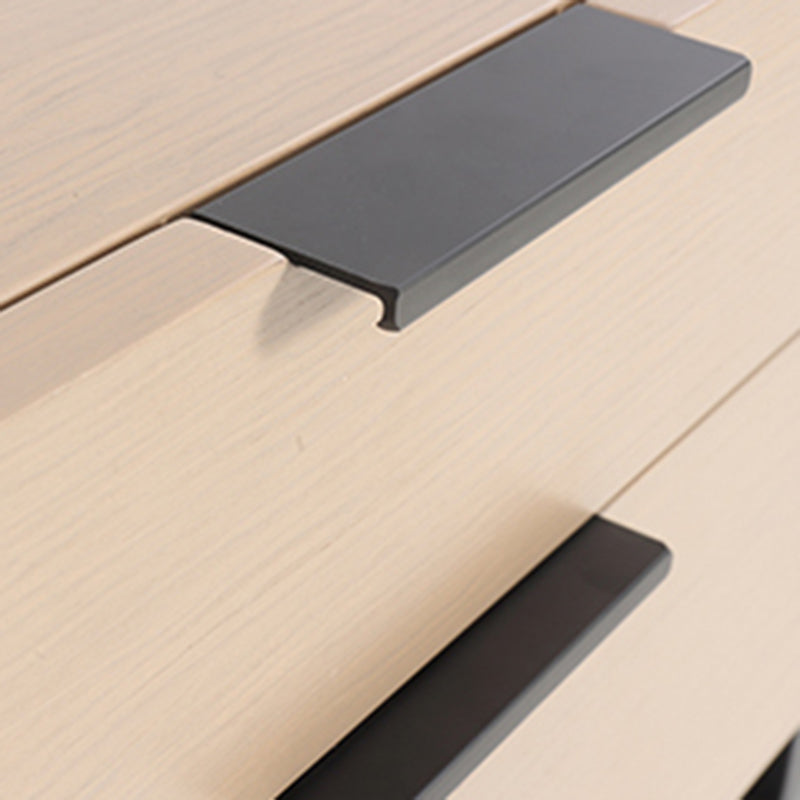 Modern Minimalist Alloy Handles Bedside Table - Square 2 Drawers Nightstand For Bedroom
