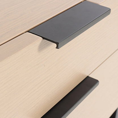 Modern Minimalist Alloy Handles Bedside Table - Square 2 Drawers Nightstand For Bedroom
