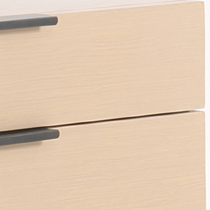 Modern Minimalist Alloy Handles Bedside Table - Square 2 Drawers Nightstand For Bedroom