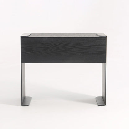 Traditional Clean Geometric Side Table - Metal Base 1 Drawer Nightstand For Bedroom