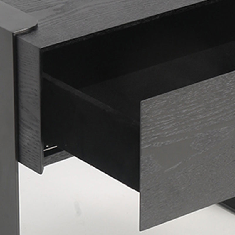 Traditional Clean Geometric Side Table - Metal Base 1 Drawer Nightstand For Bedroom