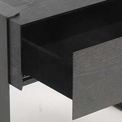 Traditional Clean Geometric Side Table - Metal Base 1 Drawer Nightstand For Bedroom