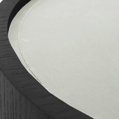 Contemporary Round Cylinder Bedside Table - Faux Saddle Leather Top 2 Drawers Nightstand For Bedroom