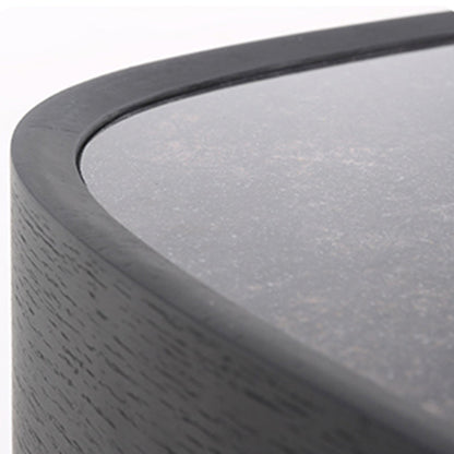 Traditional Vintage Oval Soft-Curve Bedside Table - Sintered Stone 2 Drawers Nightstand For Bedroom