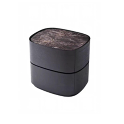 Traditional Vintage Oval Soft-Curve Bedside Table - Sintered Stone 2 Drawers Nightstand For Bedroom