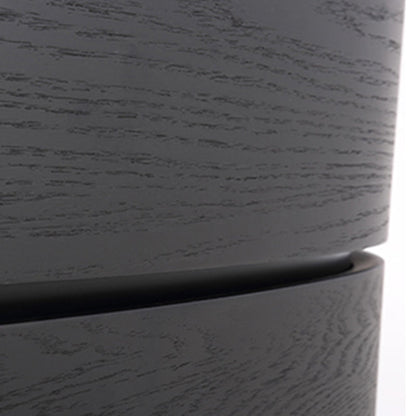 Traditional Vintage Oval Soft-Curve Bedside Table - Sintered Stone 2 Drawers Nightstand For Bedroom