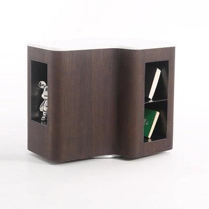 Contemporary Creative Marble S-Curve Bedside Table - Rotating 2 Drawers Nightstand For Bedroom