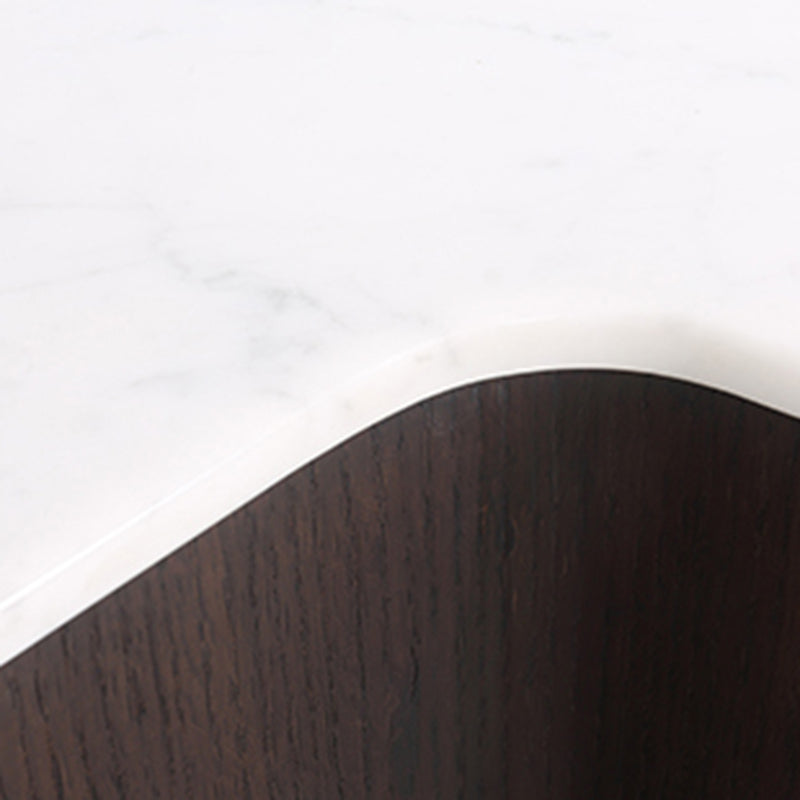 Contemporary Creative Marble S-Curve Bedside Table - Rotating 2 Drawers Nightstand For Bedroom