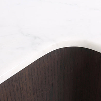 Contemporary Creative Marble S-Curve Bedside Table - Rotating 2 Drawers Nightstand For Bedroom