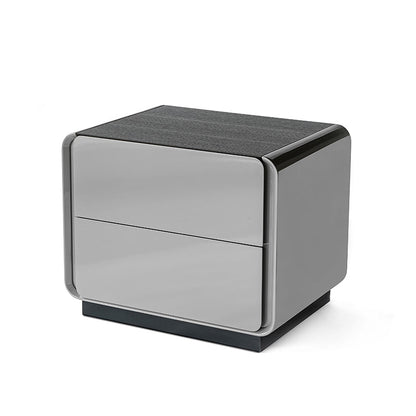 Contemporary Rounded Corners Solid Multilayer Wood Bedside Table - 2 Drawers Nightstand For Bedroom