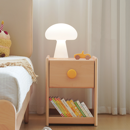 Eco-Friendly Kids Bedside Table - Traditional Japanese Beech Wood Multi-Layer Storage Nightstand 1-Drawer For Bedroom