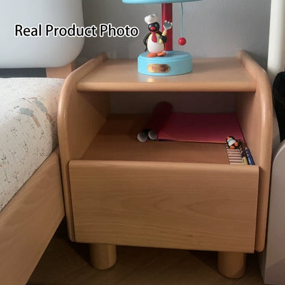 Premium Minimalist Kids Bedside Cabinet - Sturdy Beech Wood & Heavy-Duty Drawer Slides Nightstand 1-Drawer For Bedroom