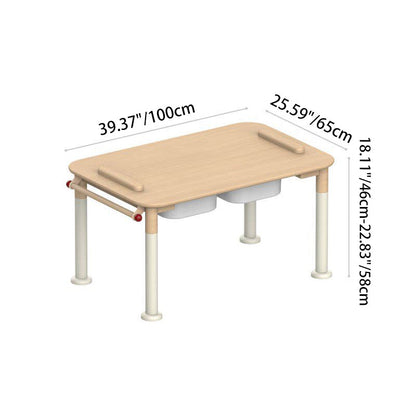 Minimalist Beech Wood Kids Play Table - Adjustable Height & Rounded Edge Safety Design Desk For Study
