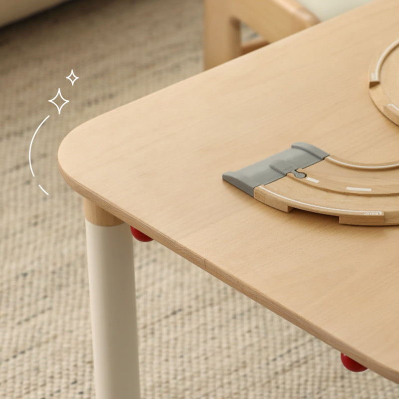 Minimalist Beech Wood Kids Play Table - Adjustable Height & Rounded Edge Safety Design Desk For Study