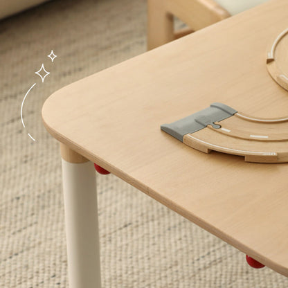 Minimalist Beech Wood Kids Play Table - Adjustable Height & Rounded Edge Safety Design Desk For Study