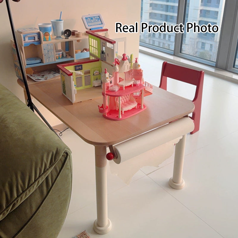 Minimalist Beech Wood Kids Play Table - Adjustable Height & Rounded Edge Safety Design Desk For Study