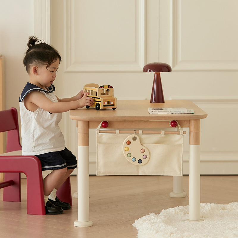 Minimalist Beech Wood Kids Play Table - Adjustable Height & Rounded Edge Safety Design Desk For Study