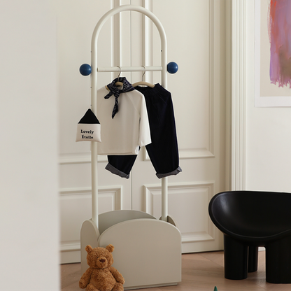 Space-Saving Kids Wardrobe Stand - Adjustable Carbon Steel Frame & Beech Wood Base Hall Tree For Entryway & Hallway