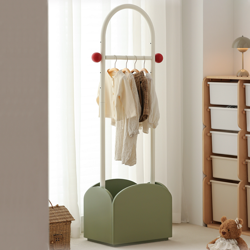 Space-Saving Kids Wardrobe Stand - Adjustable Carbon Steel Frame & Beech Wood Base Hall Tree For Entryway & Hallway