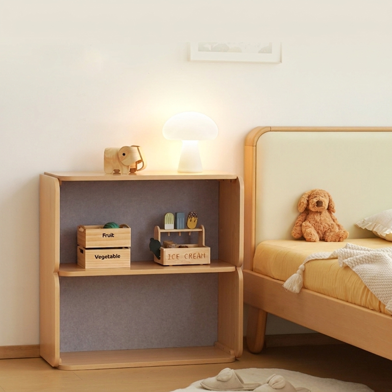 Japanese-Inspired Beech Storage Cabinet - Removable Boxes & Rounded Edge Safety Design Kids Cabinet For Living Room & Bedroom