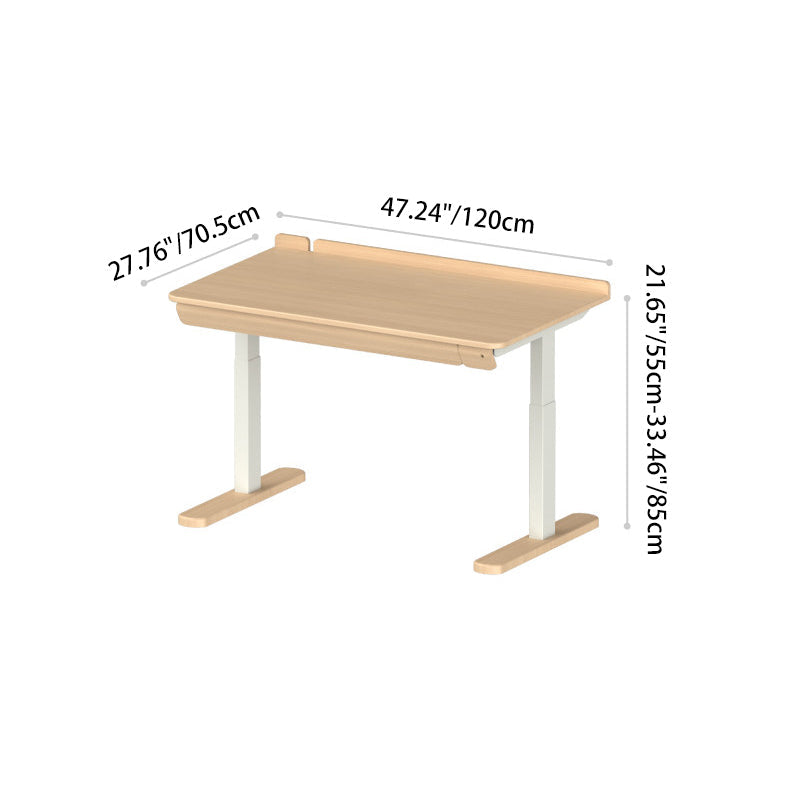 Growth-Oriented Kids Height-Adjustable Desk - Straight-Joint Beech & Carbon Steel Construction Study Desk For Study