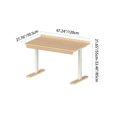 Growth-Oriented Kids Height-Adjustable Desk - Straight-Joint Beech & Carbon Steel Construction Study Desk For Study