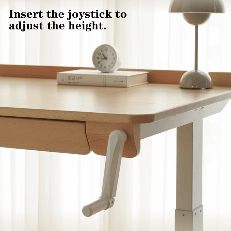 Growth-Oriented Kids Height-Adjustable Desk - Straight-Joint Beech & Carbon Steel Construction Study Desk For Study