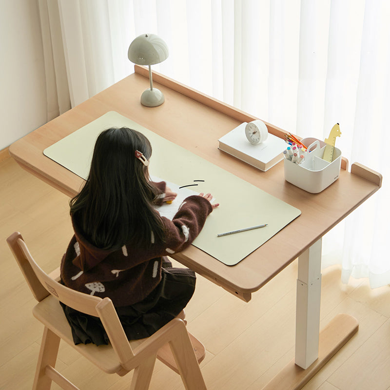 Growth-Oriented Kids Height-Adjustable Desk - Straight-Joint Beech & Carbon Steel Construction Study Desk For Study