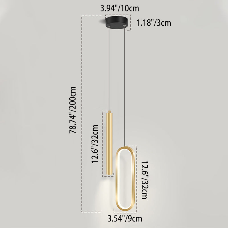 Modern Minimalist Elliptical Iron Aluminum Acrylic LED Pendant Light For Bedroom