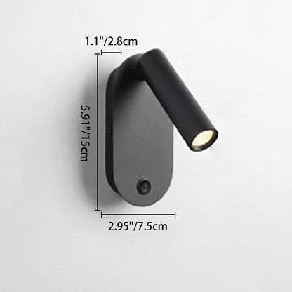 Oval Aluminum LED Wall Lamp - Minimalist Bedside Reading Light With Adjustable Spotlight For Living Room