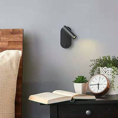 Oval Aluminum LED Wall Lamp - Minimalist Bedside Reading Light With Adjustable Spotlight For Living Room
